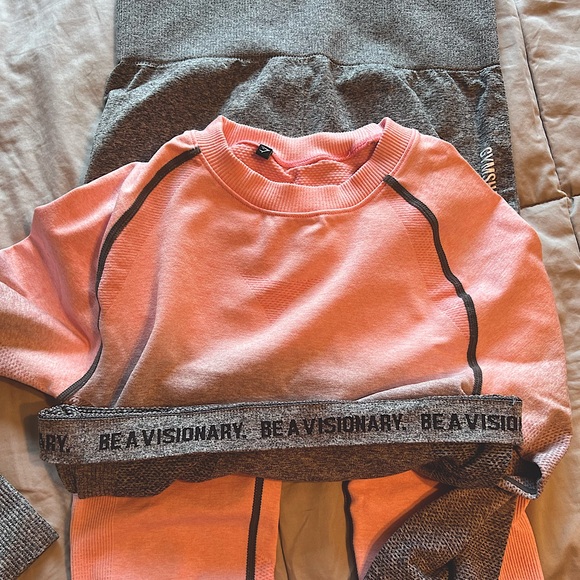 Gymshark Pants - Gymshark Pink Ombré Adapt Set (Leggings and top)